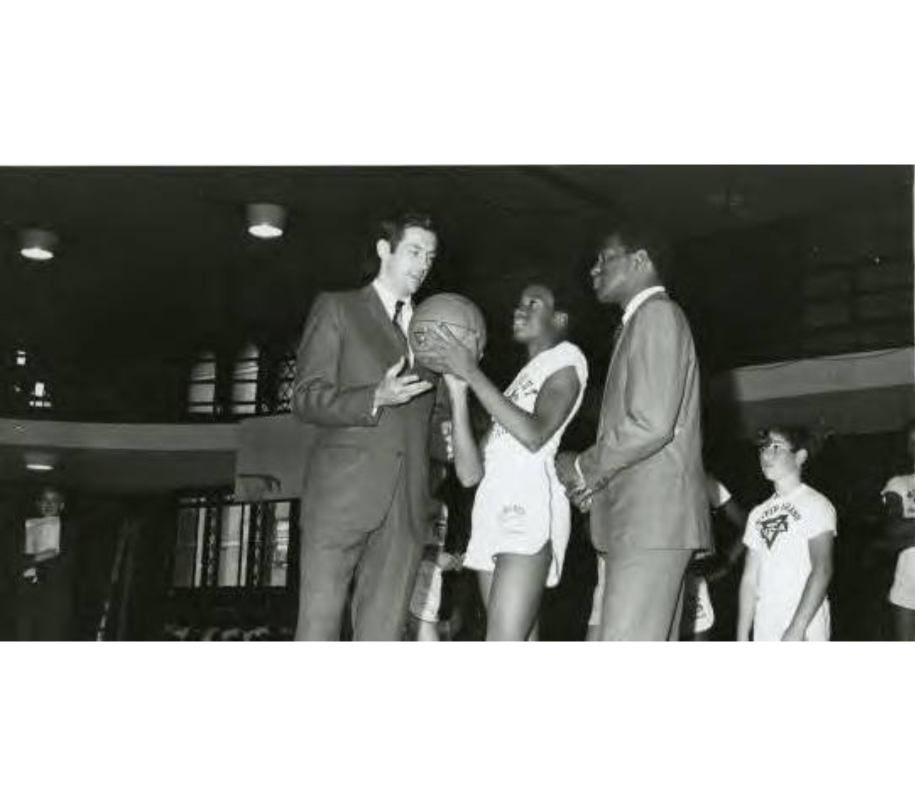 Youth on basketball court at YMCA in the 1970s