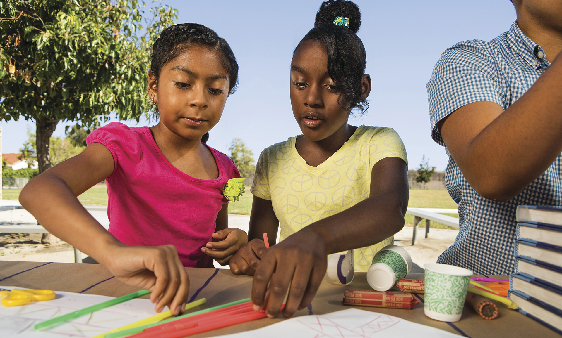 Children crafting together Children crafting together