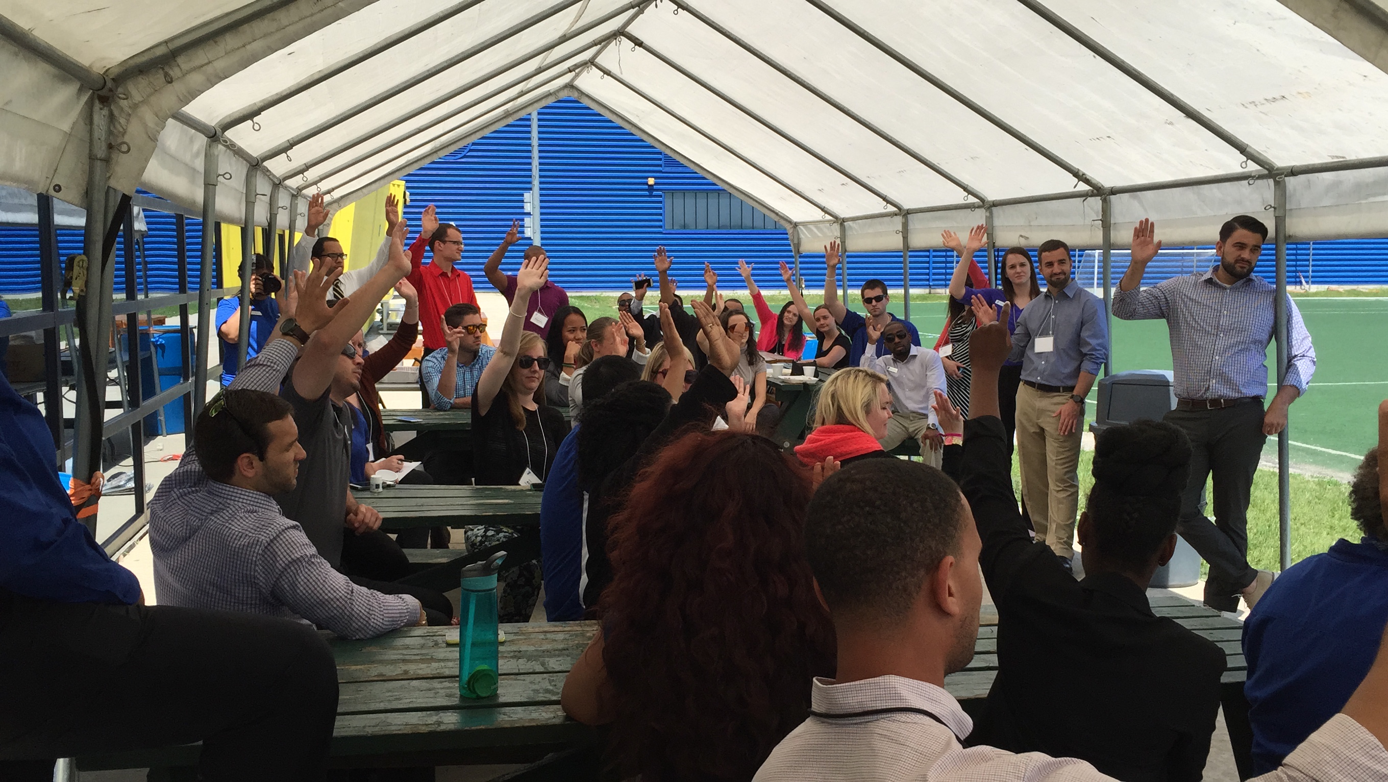 Community members gathered to volunteer - YMCA