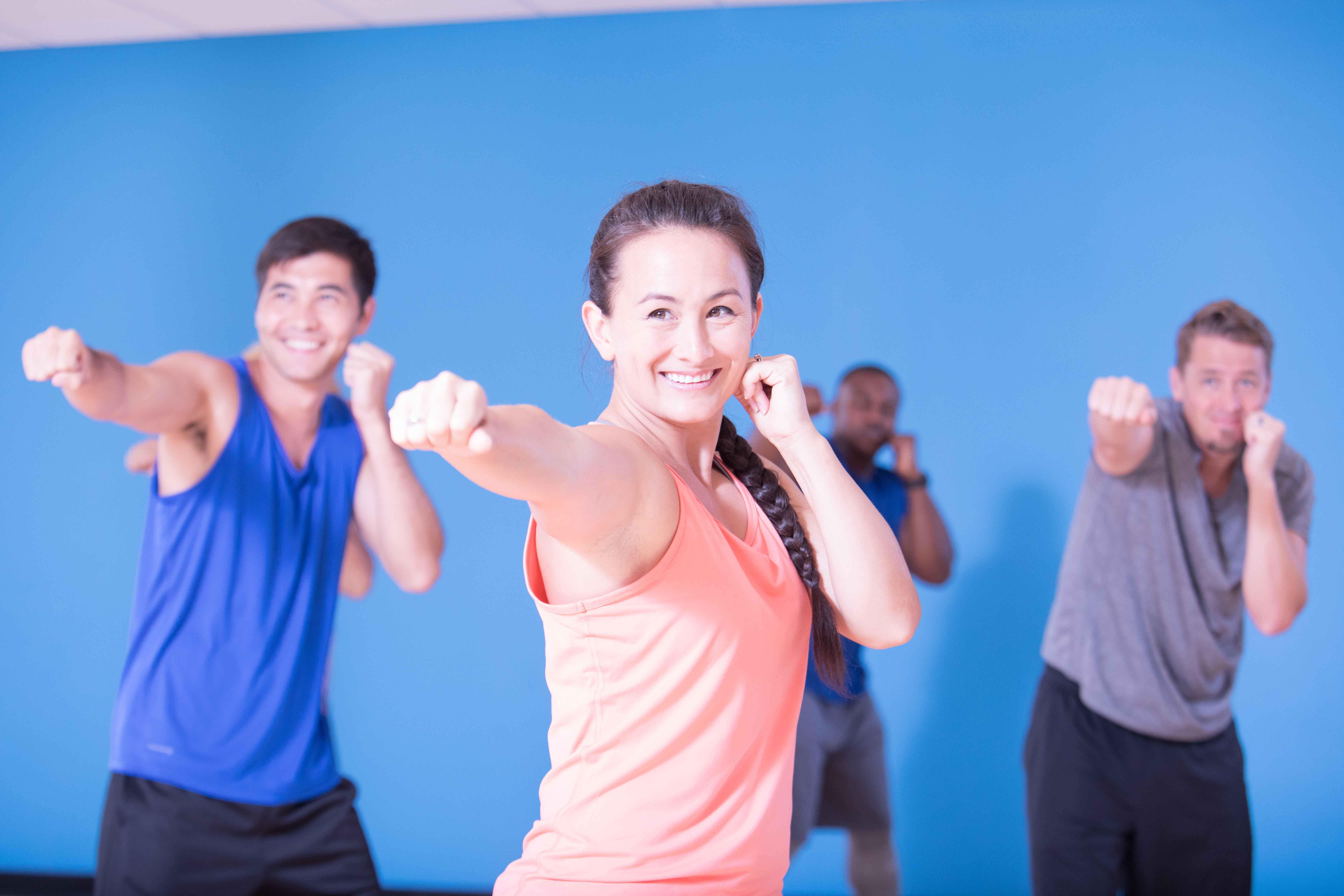 Members in a YMCA defense class Members in a YMCA defense class