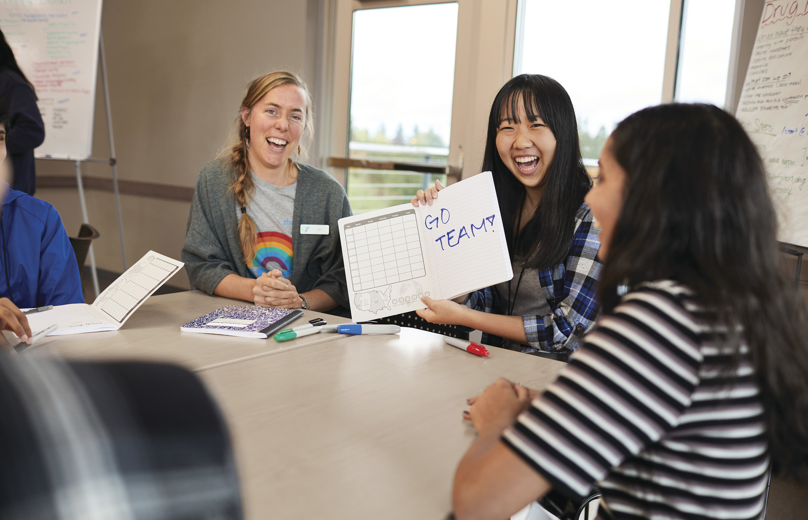 A Y staff member mentors a teen member