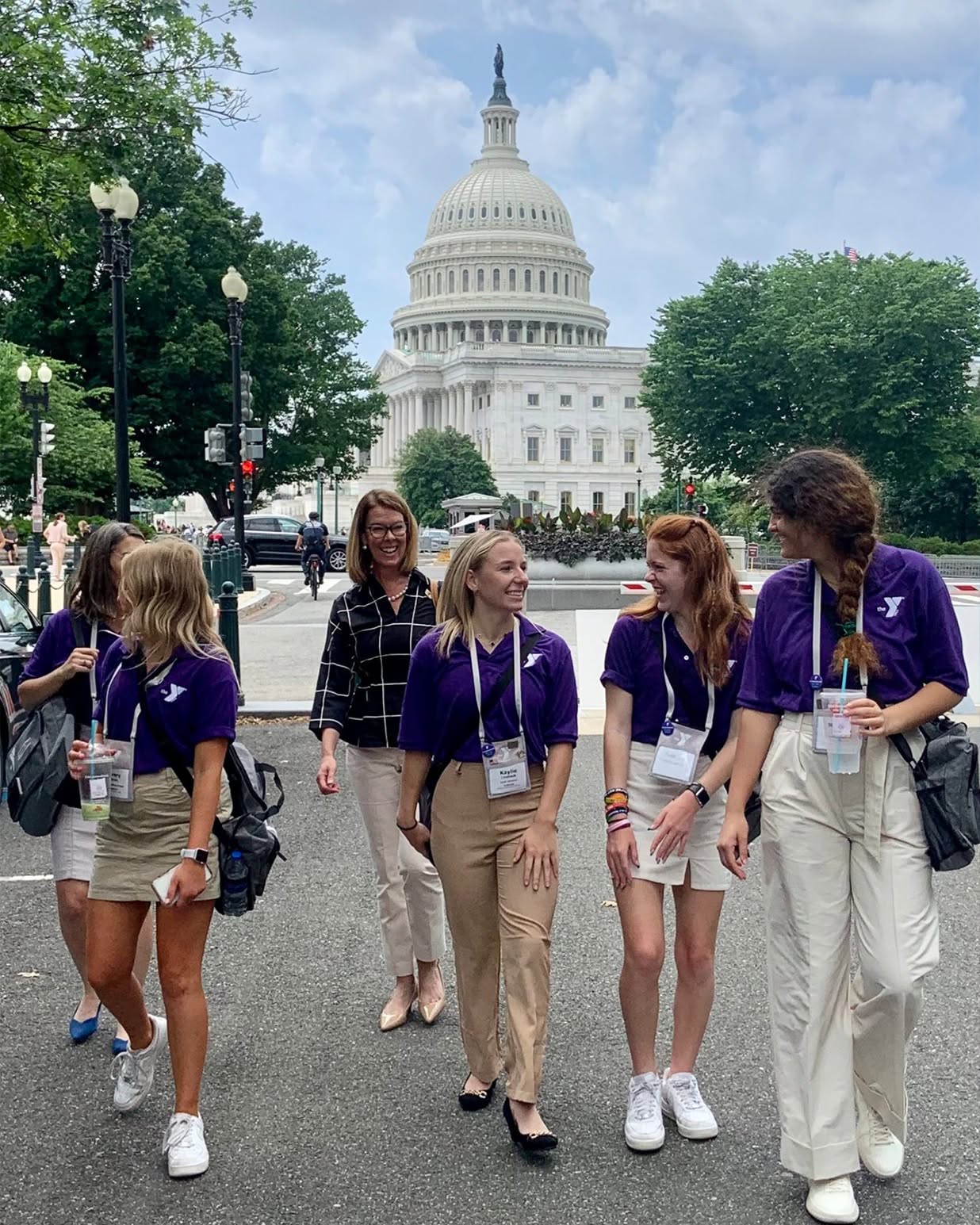Suzanne McCormick walking with youth advocates on Capitol Hill