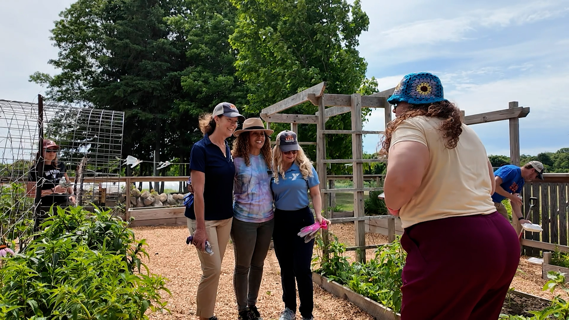 Group of YMCA volunteers at a YMCA farm.