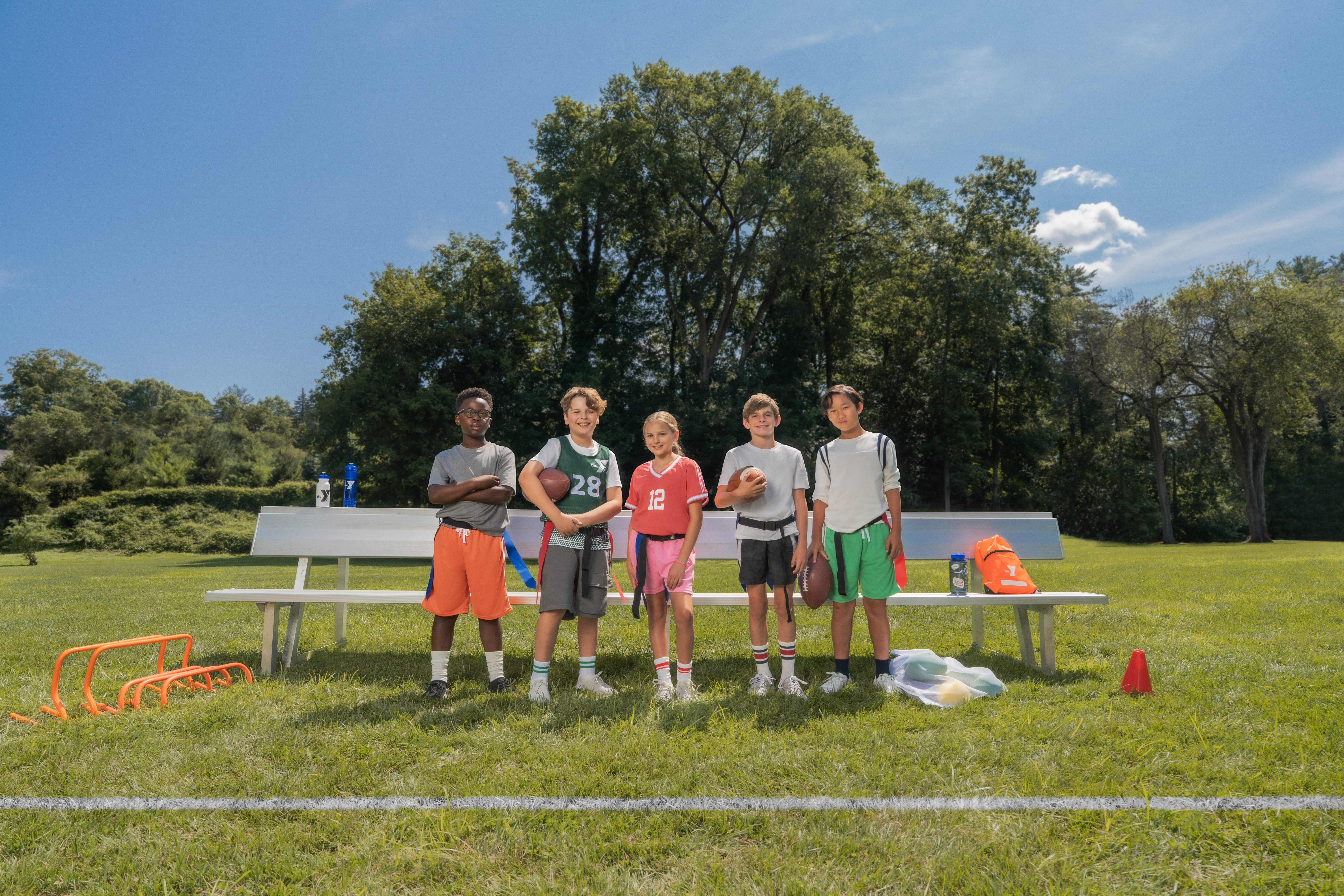 YMCA youth playing flag football
