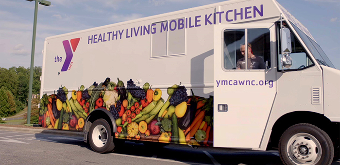 YMCA healthy living mobile kitchen truck 