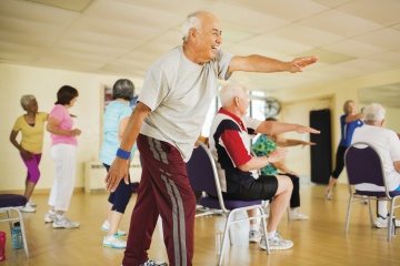 man in YMCA group fitness class