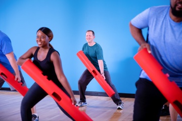 Studio group fitness class at the YMCA