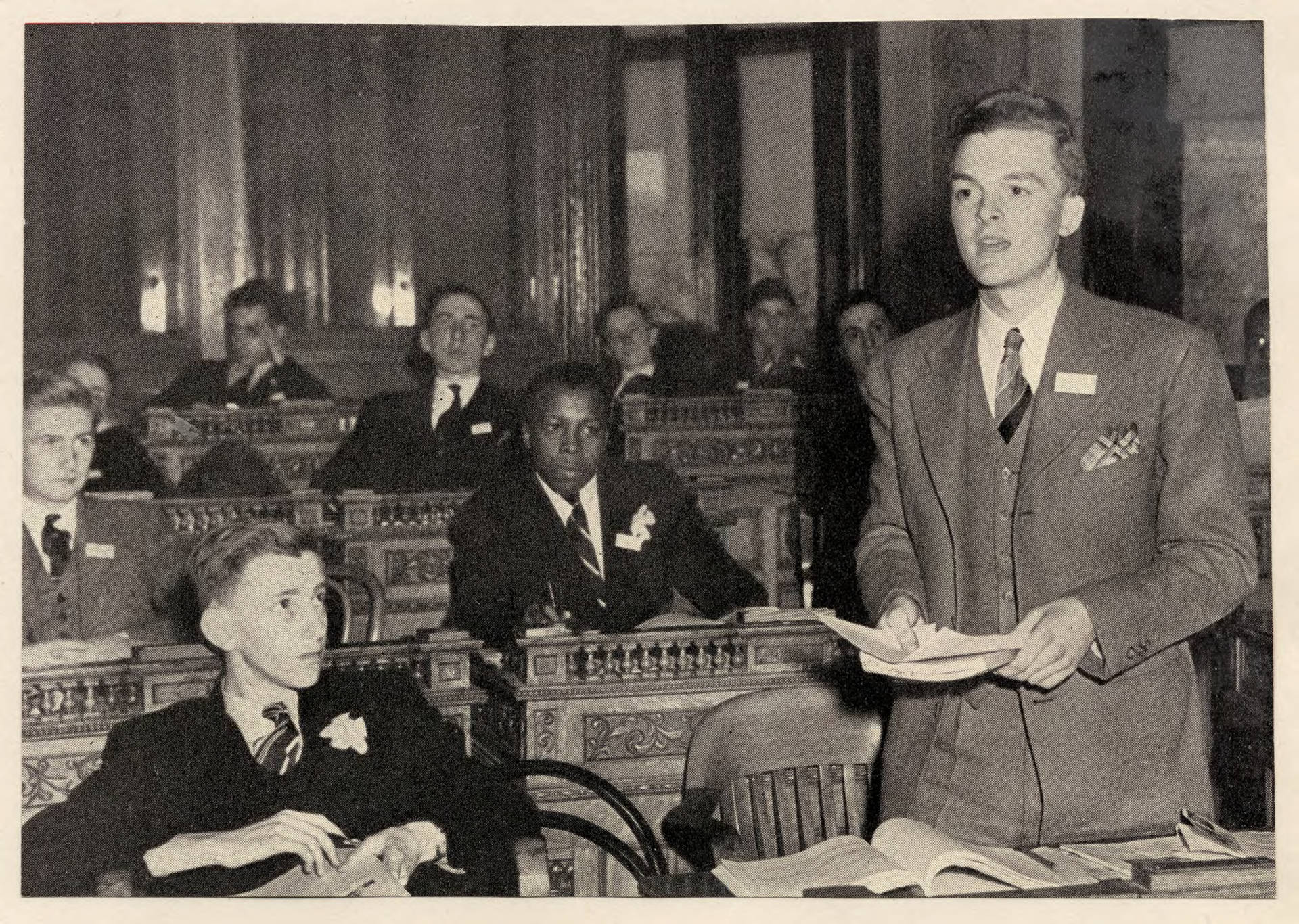Youth participating in YMCA's first youth and government program in 1936 Youth participating in YMCA's first youth and government program in 1936