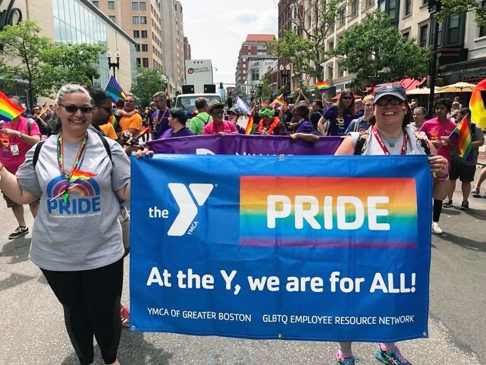 YMCA of Greater Boston employees marching in Boston's Pride Parade YMCA of Greater Boston employees marching in Boston's Pride Parade