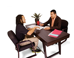 Illustration of two people participating in a job interview