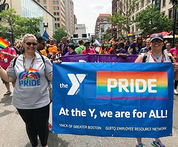 YMCA of Greater Boston employees marching in Boston's Pride Parade